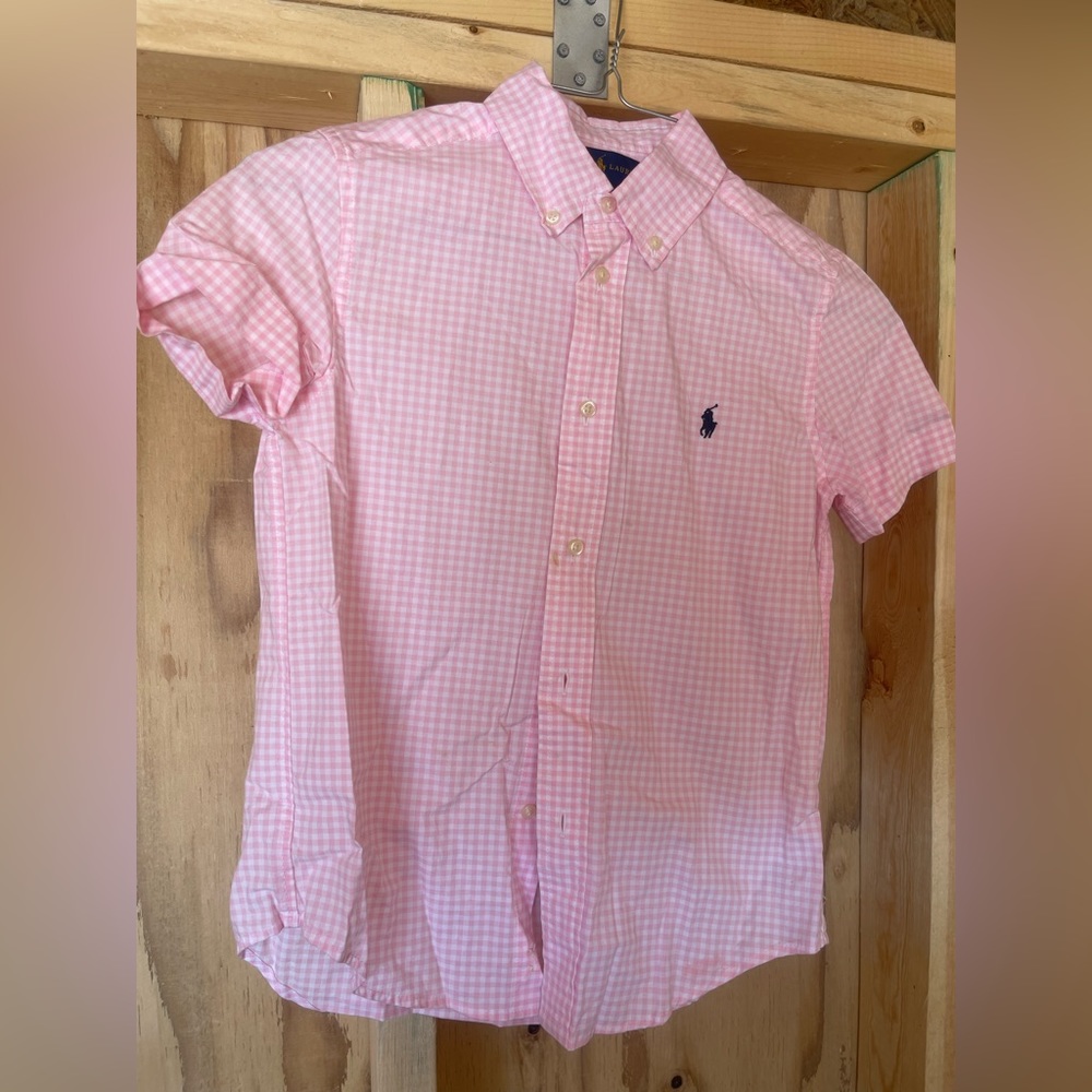 Polo short sleeve button up for boys- like new, worn once.
